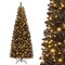 Costway 7ft Pre-lit PVC Christmas Halloween Pencil Tree Black with 350 LED Lights